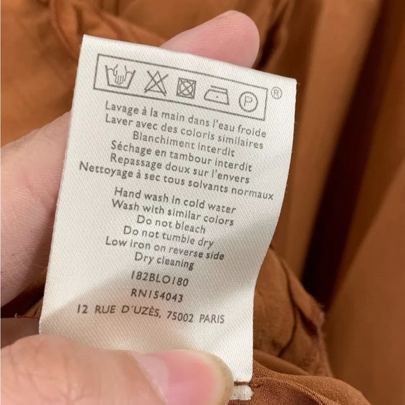 Sezane Brown 100% Silk Blouse Size 34 - Picture 5 of 5